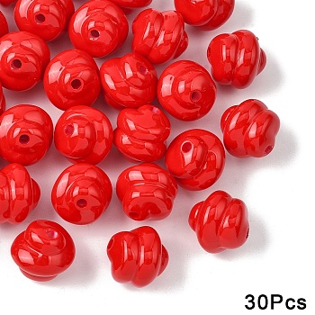 30Pcs Opaque Acrylic Beads, Baking Paint, Red, 16x16mm, Hole: 3mm