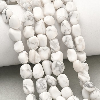 Natural Howlite Beads Strands, Tumbled Stone, Nuggets, 6~13x5~8x4~8mm, Hole: 0.7mm, about 17~22pcs/strand, 6.89~7.09 inch(17.5~18cm)