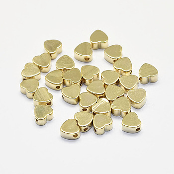 Long-Lasting Plated Brass Beads, Real 18K Gold Plated, Nickel Free, Heart, 4.5x5x2.5mm, Hole: 1.5mm
