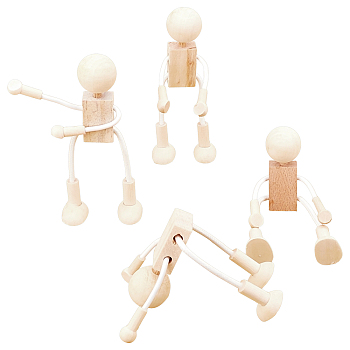 Unfinished Blank Wooden Robot Toys, for DIY Hand Painting Crafts, BurlyWood, 124x30x25mm