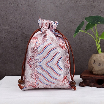 Water Ripple Print Cloth Storage Bags, Rectangle Drawstring Pouches Packaging Bag, Misty Rose, 18x13cm