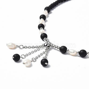 Natural Pearl & Gemstone/Glass Beaded Necklaces(NJEW-F302-02)-3