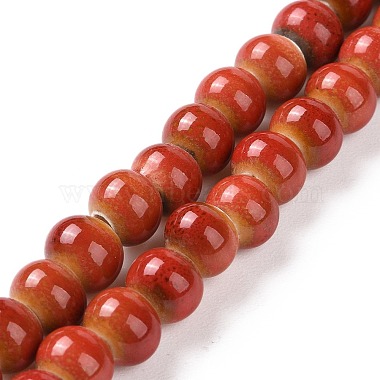 6mm Red Round Porcelain Beads