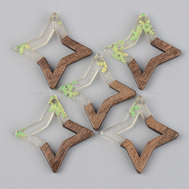 GreenYellow Star Resin+Wood Pendants