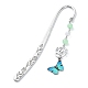 Natural & Dyed Malaysia Jade Round Beaded Alloy Bookmarks(AJEW-JK00293)-2