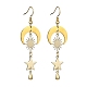 Brass Star & Moon & Sun Dangle Earrings for Women(EJEW-TA00366)-1