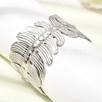 40MM 304 Stainless Steel Leaf Wide Cuff Bangles for Women, Tarnish Free, Stainless Steel Color, Inner Diameter: 2.20 inch(5.6cm)(SA-CBAB767-31P)