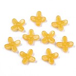 Spray Painted Glass Beads, Imitation Jade, Osmanthus Flower, Gold, 12x9.5x3.5mm, Hole: 1mm(GLAA-N035-012-A03)