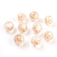 Handmade Lampwork Beads, with Gold Sand, Round, White, Size: about 12mm in diameter, hole: 2mm(LAMP-ZZZ153-4)