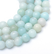 Round Natural Grade A Amazonite Bead Strands, 8~9mm, Hole: 1mm, about 46pcs/strand, 15.3 inch(X-G-R345-8mm-16)
