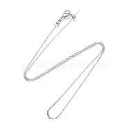 Brass Cable Chain Necklaces, Long-Lasting Plated, with Lobster Claw Clasps and Stopper Beads, Platinum, 17.71 inch(45cm), 0.5mm(NJEW-E151-03P)