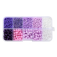 DIY 10 Grids ABS Plastic & Glass Seed Beads Jewelry Making Finding Beads Kits, Round & Rondelle, Medium Orchid, 2~6x1.5~5.5mm, Hole: 0.8~1.6mm(DIY-G119-01A)