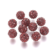 Polymer Clay Rhinestone Beads, Grade A, Round, Pave Disco Ball Beads, Siam, 8x7.5mm, Hole: 1mm(RB-K050-8mm-C05)