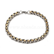 Ion Plating(IP) 201 Stainless Steel Chain Bracelets, Golden & Stainless Steel Color, 8-5/8 inch(22cm)(STAS-Z056-17P)