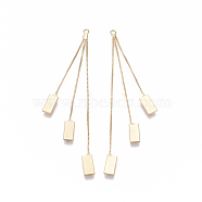 Brass Box Chains Tassel Big Pendants, Nickel Free, Rectangle, Real 18K Gold Plated, 60~62mm, Hole: 1.4mm(KK-S348-466G-NF)