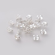 304 Stainless Steel Ear Nuts, Butterfly Earring Backs for Post Earrings, Silver Color Plated, 6x4.5x3mm, Hole: 0.8~1mm(STAS-L222-44S)