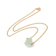 Natural Fluorite Irregular Nugget Pendant Necklace, Alloy Jewelry for Women, Golden, 20.47 inch(52cm)(G-E155-03G-05)