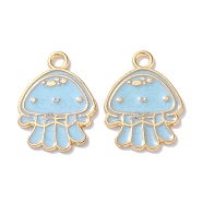 Alloy Enamel Pendants, Golden, Animals Theme Charm, Jellyfish, 19.5x15x1mm, Hole: 2mm(ENAM-O001-08D-G)