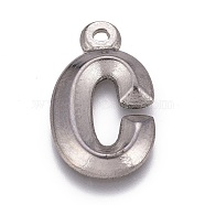 Tarnish Resistant 304 Stainless Steel Pendants, Alphabet, Letter.C, 16x10x2mm, Hole: 1mm(STAS-H119-01P-C)