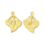Rack Plating Alloy Pendants, Cadmium Free & Lead Free & Nickle Free, Leaf Charms, Matte Gold Color, 31x22.5x3mm, Hole: 2mm(FIND-G045-52MG)