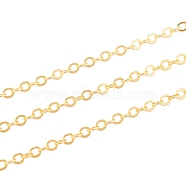 Brass Flat Oval Cable Chains, Soldered, with Spool, Cadmium Free & Nickel Free & Lead Free, Golden, 2.5x2x0.45mm, about 301.83 Feet(92m)/roll(CH030-G)