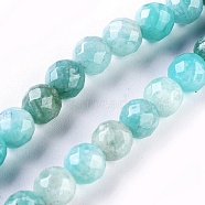 Natural Amazonite Beads Strands, Faceted, Round, 5.5~6mm, Hole: 0.6mm, about 66pcs/strand, 15.1 inch(38.6cm)(G-F653-02-A)