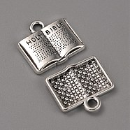 Tibetan Style Alloy Pendants, Holy Bible Charms, Religion, Antique Silver, 14.5x15x2mm, Hole: 2mm(FIND-CJC0007-87)