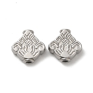 Non-Tarnish 304 Stainless Steel Beads, Rhombus Flower, Stainless Steel Color, 14.5x15x5mm, Hole: 2.4mm(STAS-I203-52P)