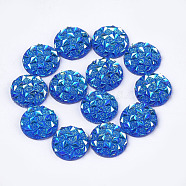 Resin Cabochons, Half Round, Blue, 12x3~3.5mm(CRES-T012-01H)