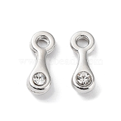 Alloy with Rhinestone Pendants, Cadmium Free & Lead Free, Teardrop Charms, Platinum, 11x4x3.5mm, Hole: 1.6mm(FIND-B028-10P)