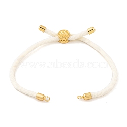 Nylon Cords Bracelet Makings Fit for Connector Charms, with Golden Brass Tree Slider Beads, Long-Lasting Plated, White, 8-5/8 inch(22cm), Hole: 1.9mm(AJEW-P116-01G-18)