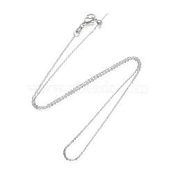 Brass Cable Chain Necklaces, Long-Lasting Plated, with Lobster Claw Clasps and Slider Beads, Platinum, 17.71 inch(45cm), 0.5mm(NJEW-E151-03P)