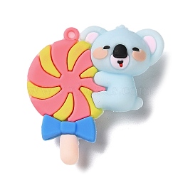 PVC Plastic Big Pendants, Koala Charm, Lollipop, 53.5x52x22mm, Hole: 3mm(KY-P017-C02)