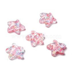 Resin Cabochons, Starfish, Pink, 21x22x8mm(CRES-A049-08)