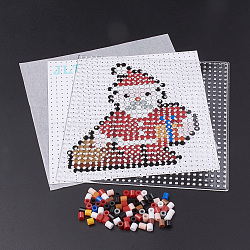 DIY Melty Beads Fuse Beads Sets: Fuse Beads, ABC Plastic Pegboards, Pattern Paper and Ironing Paper, Father Christmas Pattern, Square, Colorful, 14.7x14.7cm(DIY-S033-118)