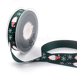 Polyester Ribbon, Single Face Printed, for Christmas Gift Wrapping, Party Decorate, Father Christmas & Snowflake Pattern, Green, 3/4 inch(20mm), 100 yards/roll(91.44m/roll)(SRIB-B002-05A)