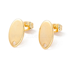 201 Stainless Steel Stud Earring Findings with Hole, 304 Stainless Steel Pins and Ear Nuts, Oval, Real 24K Gold Plated, 12.5x7.5mm, Hole: 1.6mm, Pin: 0.8mm(EJEW-A071-01B-G)