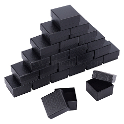 Cardboard Jewelry Boxes, with Black Sponge, for Jewelry Gift Packaging, Square, Black, 5.1x5.1x3.3cm(CBOX-NB0001-18B)
