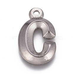 304 Stainless Steel Pendants, Alphabet, Letter.C, 16x10x2mm, Hole: 1mm(STAS-H119-01P-C)