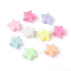 Opaque Acrylic Beads, Star, Mixed Color, 10.5x11.5x6mm, Hole: 1.8mm(X-MACR-S296-74)