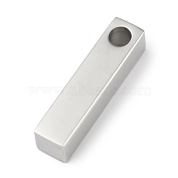 Tarnish Resistant 304 Stainless Steel Pendants, Rectangle/Bar, Stainless Steel Color, 20x5x5mm, Hole: 3mm(STAS-G208-03P)