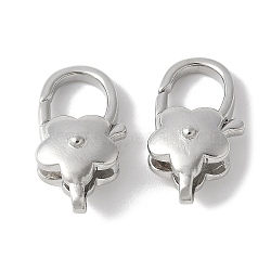 Brass Lobster Claw Clasps, Rack Plating, Long-Lasting Plated, Lead Free & Cadmium Free, Flower, Platinum, 20.5x11x7.5mm, Hole: 1.4mm(KK-F893-03P)