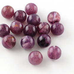 Acrylic Imitation Gemstone Beads, Round, Dark Orchid, 10mm, Hole: 2mm, about 925pcs/500g(OACR-R029-10mm-21)
