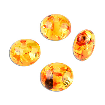 Resin Imitation Amber Beads, Flat Round, Gold, 8x4.5mm, Hole: 1.6~1.8mm