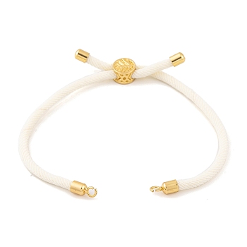 Nylon Cords Bracelet Makings Fit for Connector Charms, with Golden Brass Tree Slider Beads, Long-Lasting Plated, White, 8-5/8 inch(22cm), Hole: 1.9mm
