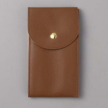 Rectangle Imitation Leather Single Watch Storage Bag, Portable Travel Wrist Watch Pouches, Sienna, 13x7.3x0.8cm