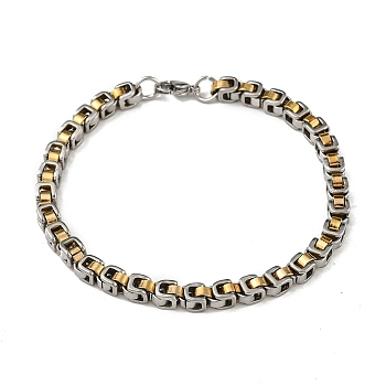 Ion Plating(IP) 201 Stainless Steel Chain Bracelets, Golden & Stainless Steel Color, 8-5/8 inch(22cm)