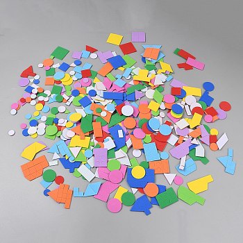1000Pcs Foam Paper Sticker, Mixed Shapes, Mixed Color, 15x15x2mm