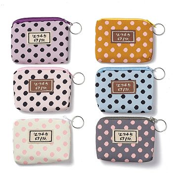 Polka Dot Pattern Cotton Clothlike Bags, Change Purse, with Handle Ring, Mixed Color, 9x10.5x1.35cm
