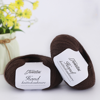 Wool Yarn for Sweater Hat, 4-Strands Wool Threads for Knitting Crochet Supplies, Coffee, about 656.17 Yards(600m)/Roll